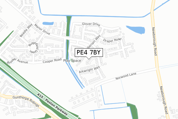 PE4 7BY map - large scale - OS Open Zoomstack (Ordnance Survey)