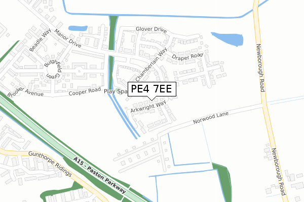 PE4 7EE map - large scale - OS Open Zoomstack (Ordnance Survey)