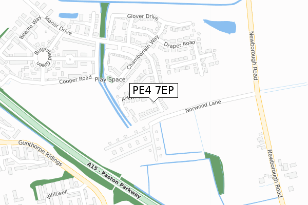 PE4 7EP map - large scale - OS Open Zoomstack (Ordnance Survey)