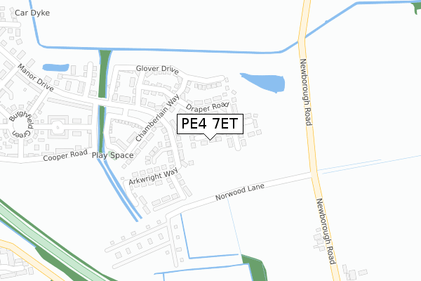 PE4 7ET map - large scale - OS Open Zoomstack (Ordnance Survey)