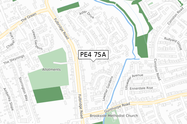PE4 7SA map - large scale - OS Open Zoomstack (Ordnance Survey)