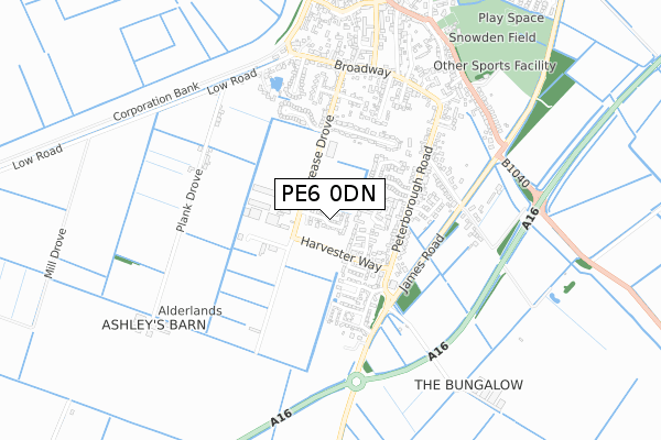 PE6 0DN map - small scale - OS Open Zoomstack (Ordnance Survey)