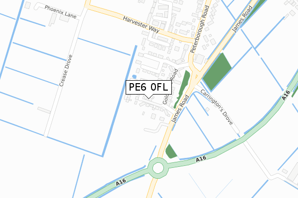 PE6 0FL map - large scale - OS Open Zoomstack (Ordnance Survey)