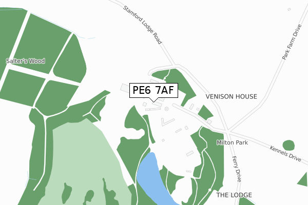 PE6 7AF map - large scale - OS Open Zoomstack (Ordnance Survey)