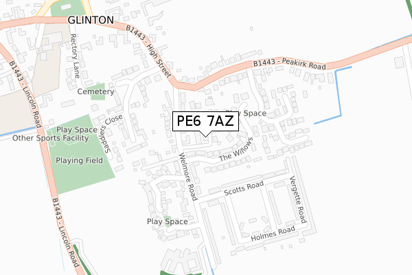 PE6 7AZ map - large scale - OS Open Zoomstack (Ordnance Survey)