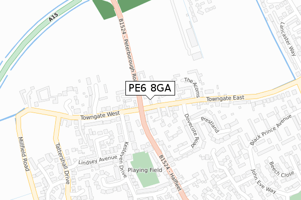 PE6 8GA map - large scale - OS Open Zoomstack (Ordnance Survey)