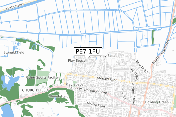 PE7 1FU map - small scale - OS Open Zoomstack (Ordnance Survey) PE7 1FU map - small scale - OS Open Zoomstack (Ordnance Survey)