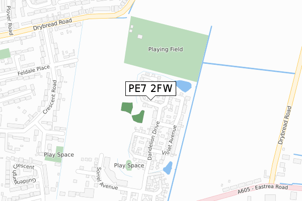 PE7 2FW map - large scale - OS Open Zoomstack (Ordnance Survey)