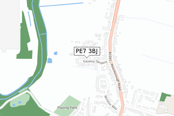 PE7 3BJ map - large scale - OS Open Zoomstack (Ordnance Survey)
