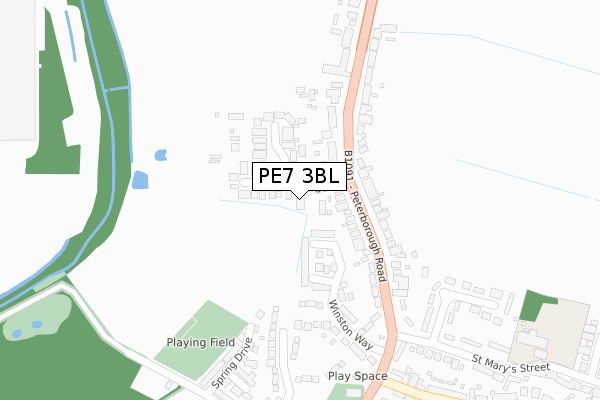 PE7 3BL map - large scale - OS Open Zoomstack (Ordnance Survey)