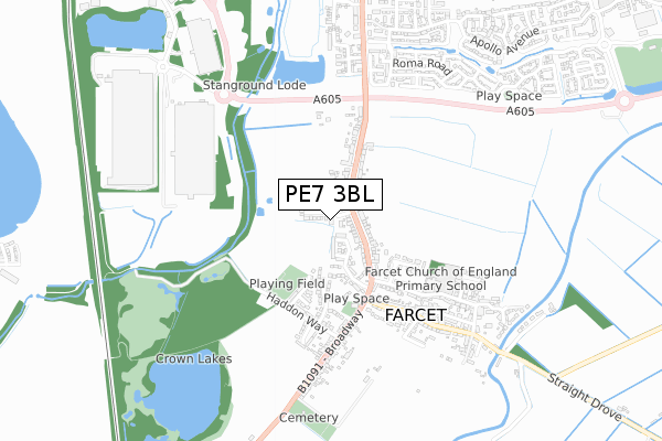 PE7 3BL map - small scale - OS Open Zoomstack (Ordnance Survey)