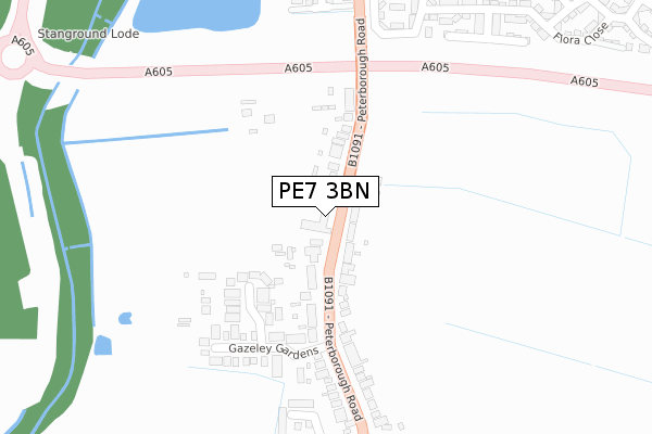 PE7 3BN map - large scale - OS Open Zoomstack (Ordnance Survey)