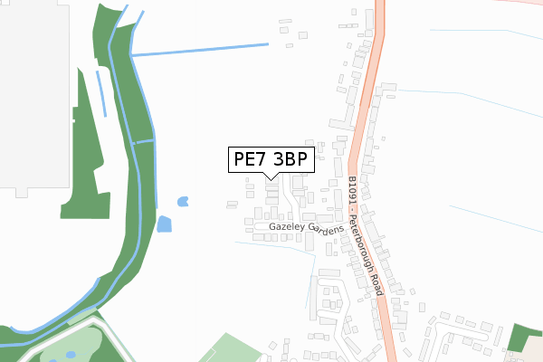 PE7 3BP map - large scale - OS Open Zoomstack (Ordnance Survey)