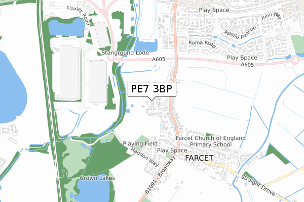 PE7 3BP map - small scale - OS Open Zoomstack (Ordnance Survey)