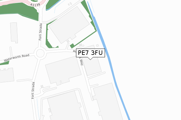 PE7 3FU map - large scale - OS Open Zoomstack (Ordnance Survey)