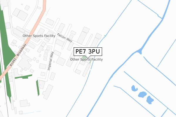 PE7 3PU map - large scale - OS Open Zoomstack (Ordnance Survey)