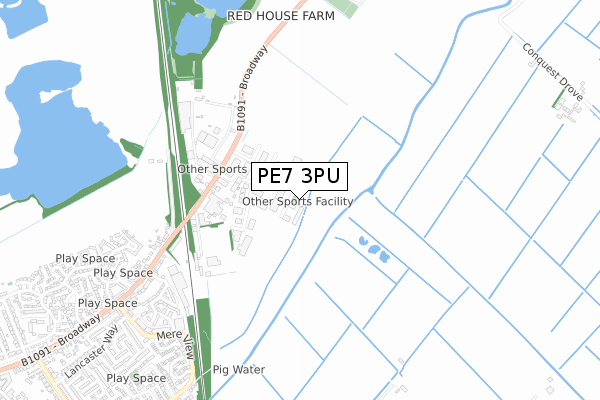 PE7 3PU map - small scale - OS Open Zoomstack (Ordnance Survey)