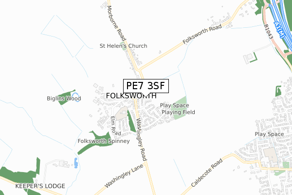 PE7 3SF map - small scale - OS Open Zoomstack (Ordnance Survey)