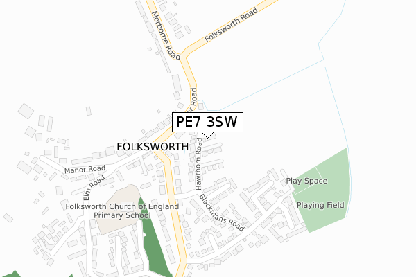 PE7 3SW map - large scale - OS Open Zoomstack (Ordnance Survey)