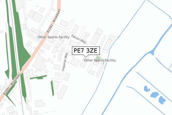 PE7 3ZE map - large scale - OS Open Zoomstack (Ordnance Survey)