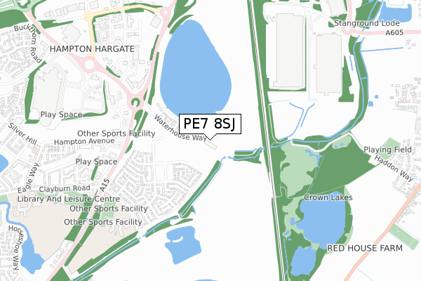 PE7 8SJ map - small scale - OS Open Zoomstack (Ordnance Survey)