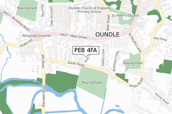 PE8 4FA map - large scale - OS Open Zoomstack (Ordnance Survey)