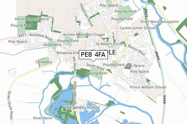 PE8 4FA map - small scale - OS Open Zoomstack (Ordnance Survey)