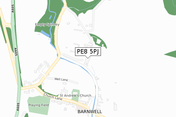 PE8 5PJ map - large scale - OS Open Zoomstack (Ordnance Survey)