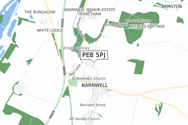 PE8 5PJ map - small scale - OS Open Zoomstack (Ordnance Survey)
