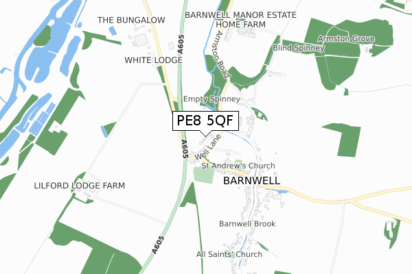 PE8 5QF map - small scale - OS Open Zoomstack (Ordnance Survey)