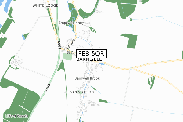 PE8 5QR map - small scale - OS Open Zoomstack (Ordnance Survey)