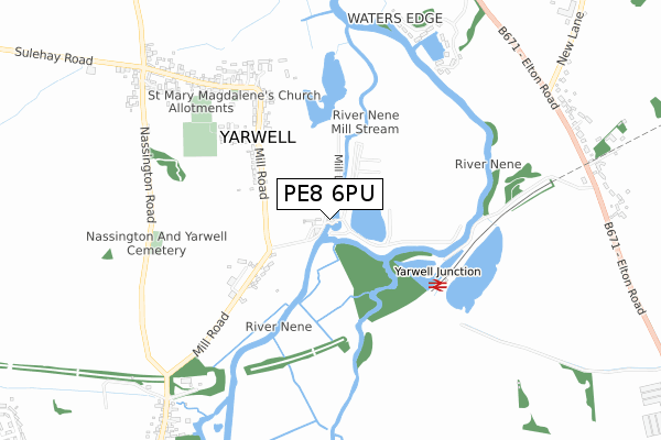 PE8 6PU map - small scale - OS Open Zoomstack (Ordnance Survey)