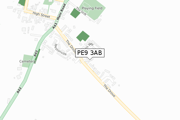 PE9 3AB map - large scale - OS Open Zoomstack (Ordnance Survey)