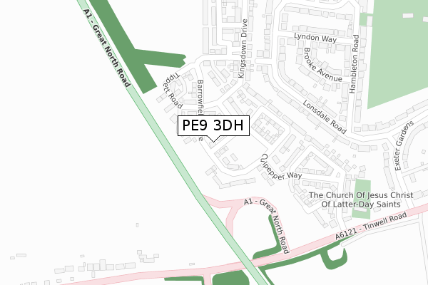 PE9 3DH map - large scale - OS Open Zoomstack (Ordnance Survey)