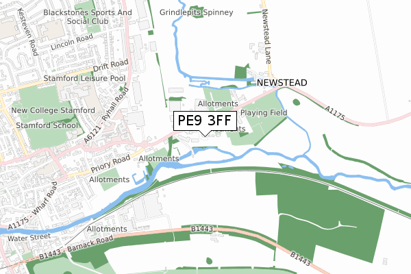PE9 3FF map - small scale - OS Open Zoomstack (Ordnance Survey)