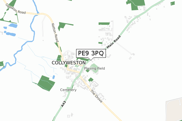 PE9 3PQ map - small scale - OS Open Zoomstack (Ordnance Survey)