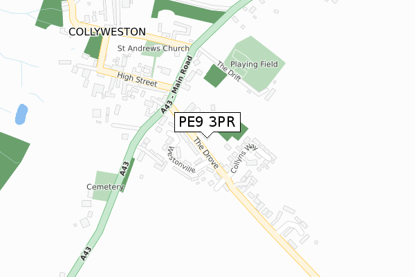 PE9 3PR map - large scale - OS Open Zoomstack (Ordnance Survey)