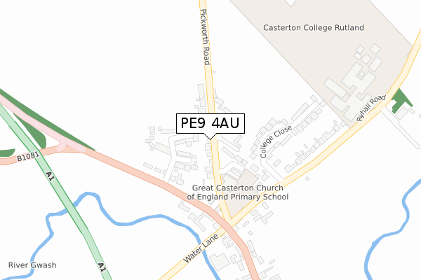 PE9 4AU map - large scale - OS Open Zoomstack (Ordnance Survey)