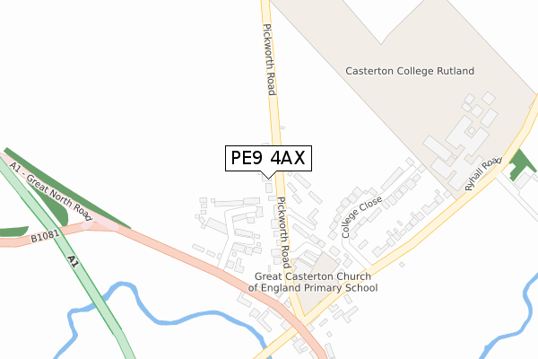 PE9 4AX map - large scale - OS Open Zoomstack (Ordnance Survey)