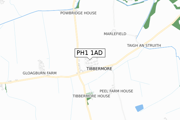 PH1 1AD map - small scale - OS Open Zoomstack (Ordnance Survey)