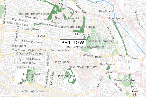 PH1 1GW map - small scale - OS Open Zoomstack (Ordnance Survey)