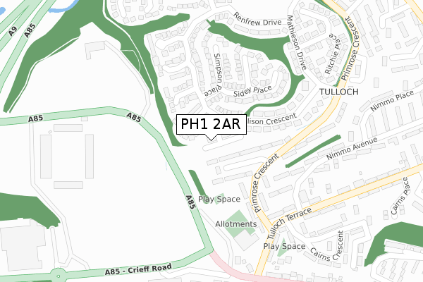 PH1 2AR map - large scale - OS Open Zoomstack (Ordnance Survey)