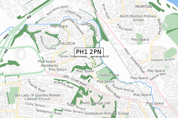 PH1 2PN map - small scale - OS Open Zoomstack (Ordnance Survey)