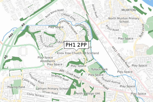 PH1 2PP map - small scale - OS Open Zoomstack (Ordnance Survey)