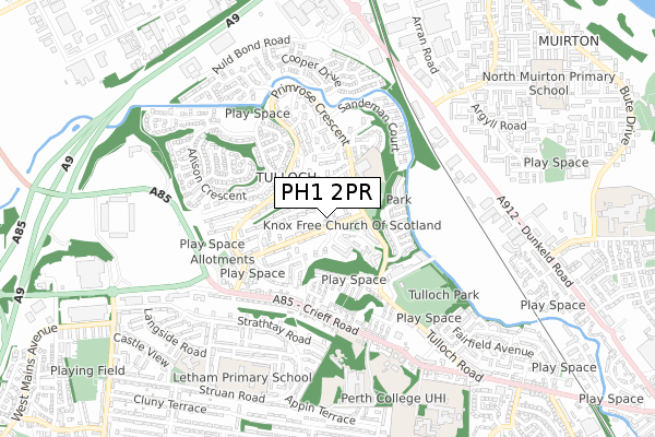 PH1 2PR map - small scale - OS Open Zoomstack (Ordnance Survey)