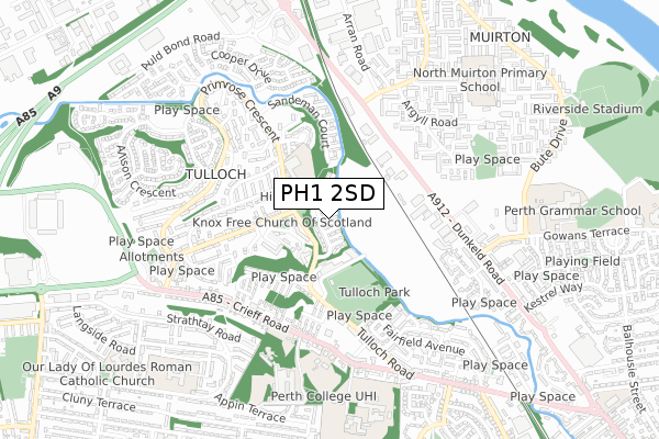 PH1 2SD map - small scale - OS Open Zoomstack (Ordnance Survey)