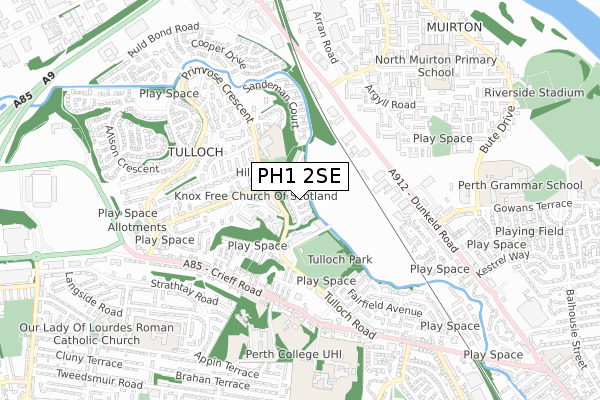 PH1 2SE map - small scale - OS Open Zoomstack (Ordnance Survey)