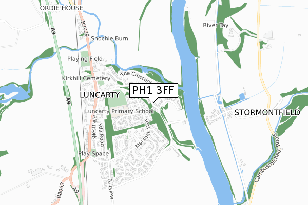 PH1 3FF map - small scale - OS Open Zoomstack (Ordnance Survey)