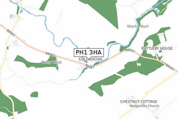 PH1 3HA map - small scale - OS Open Zoomstack (Ordnance Survey)