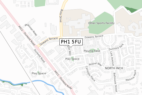 PH1 5FU map - large scale - OS Open Zoomstack (Ordnance Survey)